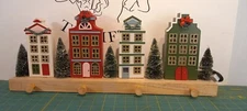 Stocking Hanger Mantel Lighted Town Scape 21" Long