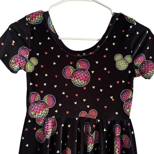 Wild Rich Kids Velvet Disco Mickey Twirl Dress - youth 11/12 - Picture 4 of 10