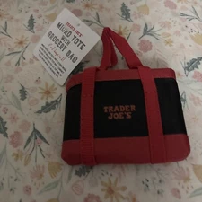 Trader Joe's Micro Tote with Grocery Bag Red with Black