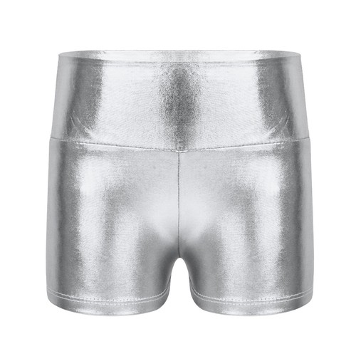 US Girls Shiny Metallic High Waist Dance Shorts Ballet Gymnastic Active Workout - Picture 19 of 21