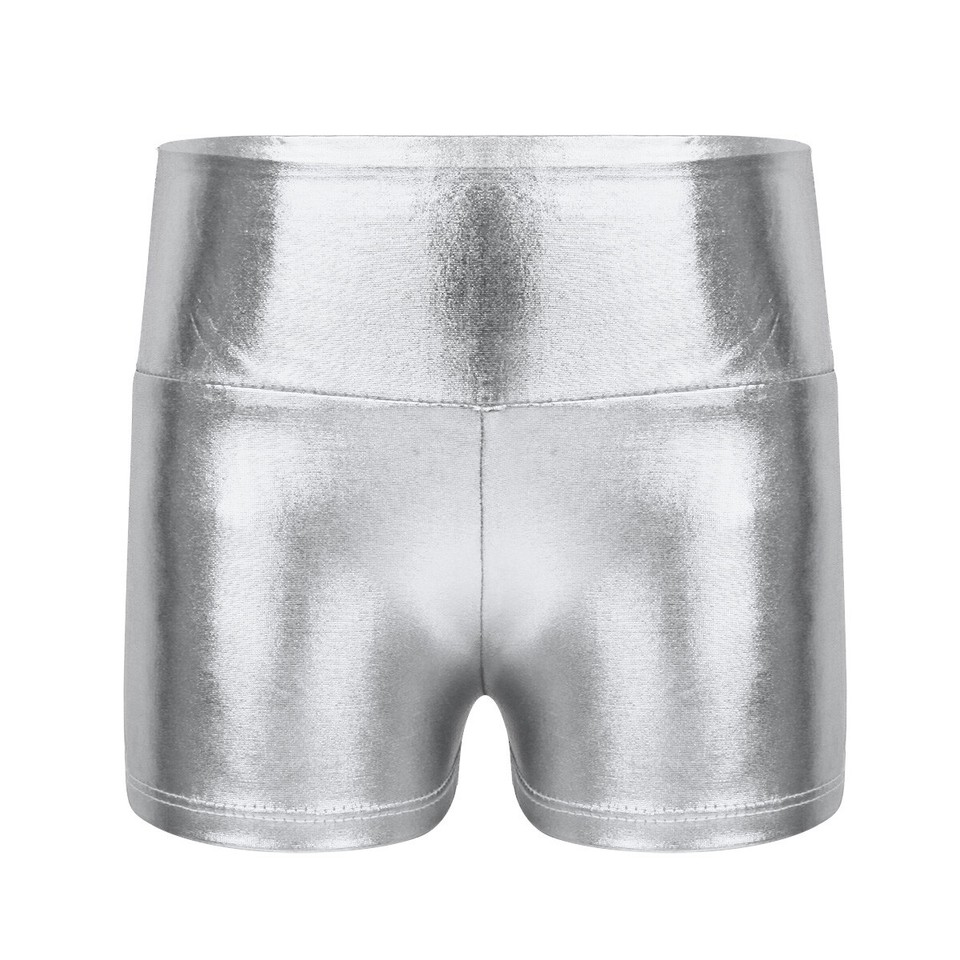US Kids Girls Shiny Metallic Shorts High Waist Hot Pants Sports Booty