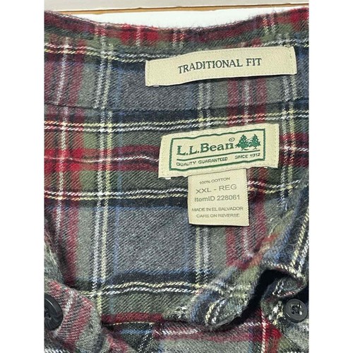LL Bean Uomo Flanella Bottoni Manica Lunga Grigio XXL - Foto 4 di 5