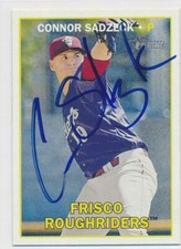 Connor Sadzeck Frisco Roughriders Autographed 2016 Topps Heritage Card #162