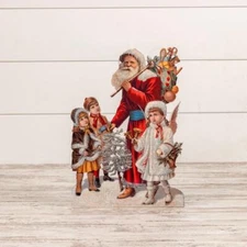 Ragon House 18" Victorian Retro Style Santa w/ KIds Toy Sack Tree Dummy Board