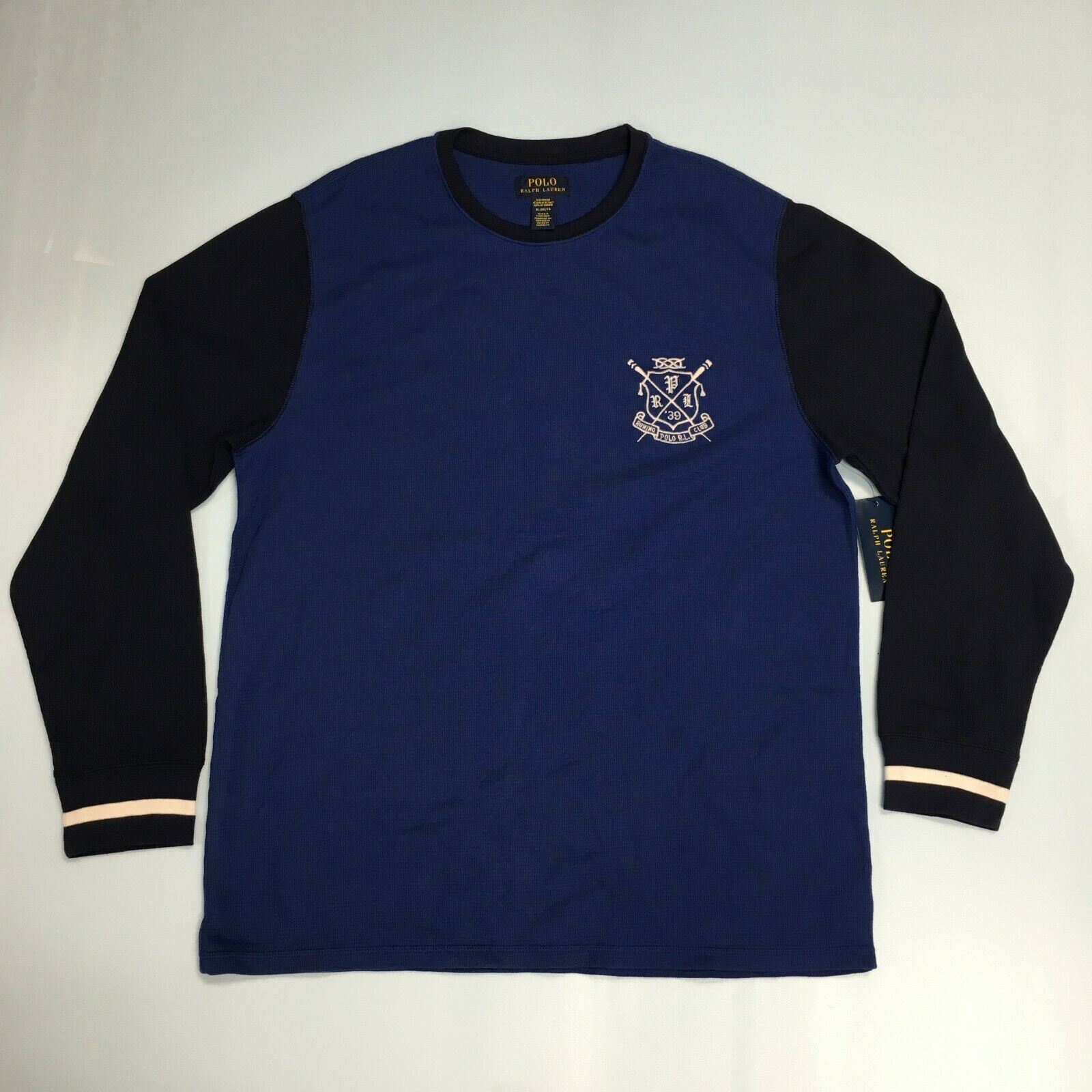FILA Polo Ralph Lauren blu navy maglia termale squadra canottaggio uomo XL NUOVA