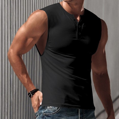 Herren einfarbig Sportweste, breite Schulter Herren schmale Passform ärmelloses T-Shirt - Bild 24 von 31