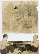 Walt Disney w/Stokowski + Snow White and the 7 Dwarfs - 2 Photos Lot - 20160