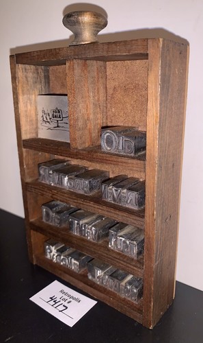 Vtg OLD REALTOR Backwords Box Foundry Type Letterpress Type Set Shadow Box - Picture 3 of 11