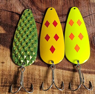 (Lot of 3) Kingfisher Casting Spoons Size 7 Spoon VMC Size 3/0 Treble Hook 3.5''