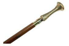 Brass Vintage Style Swan Head Handle Victorian Spiral Wooden Walking Stick Cane