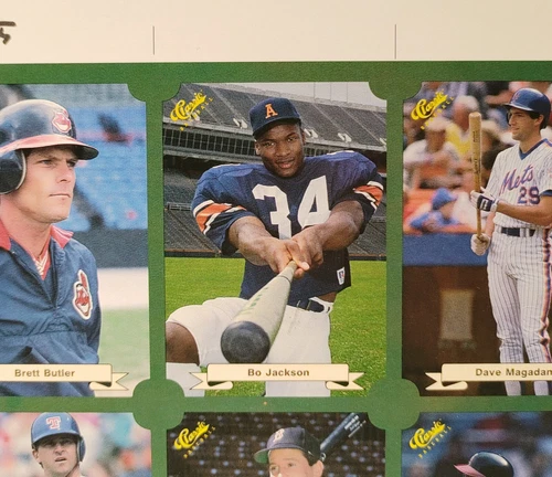 Bo Jackson 1987 Classic MLB Game Uncut Sheet, Complete Set
