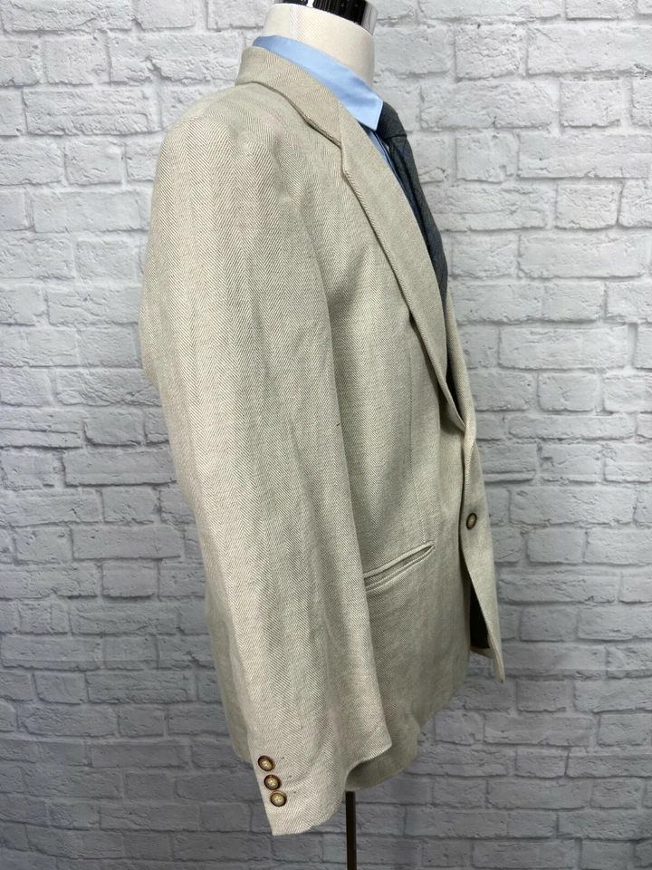 STRUCTURE Mens Light Brown Tan Wool Blend Tweed Blazer Sport Coat MEDIUM - Image 3 of 4