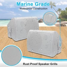 Herdio 2X6.5" Outdoor Bluetooth Speakers Wired Wall Mount Pool DeckSpeakers 400W