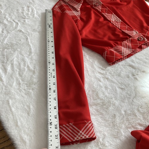 Vintage Damen Kleid und Jacke Set rot und weiß Maße auf Fotos - Bild 10 von 17