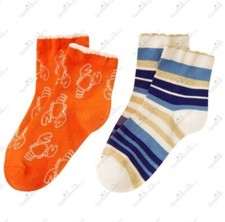 Gymboree Girls S 5-6 "Cute on the Coast" Lobster 2 pack Socks Shoe 11-12 NWT