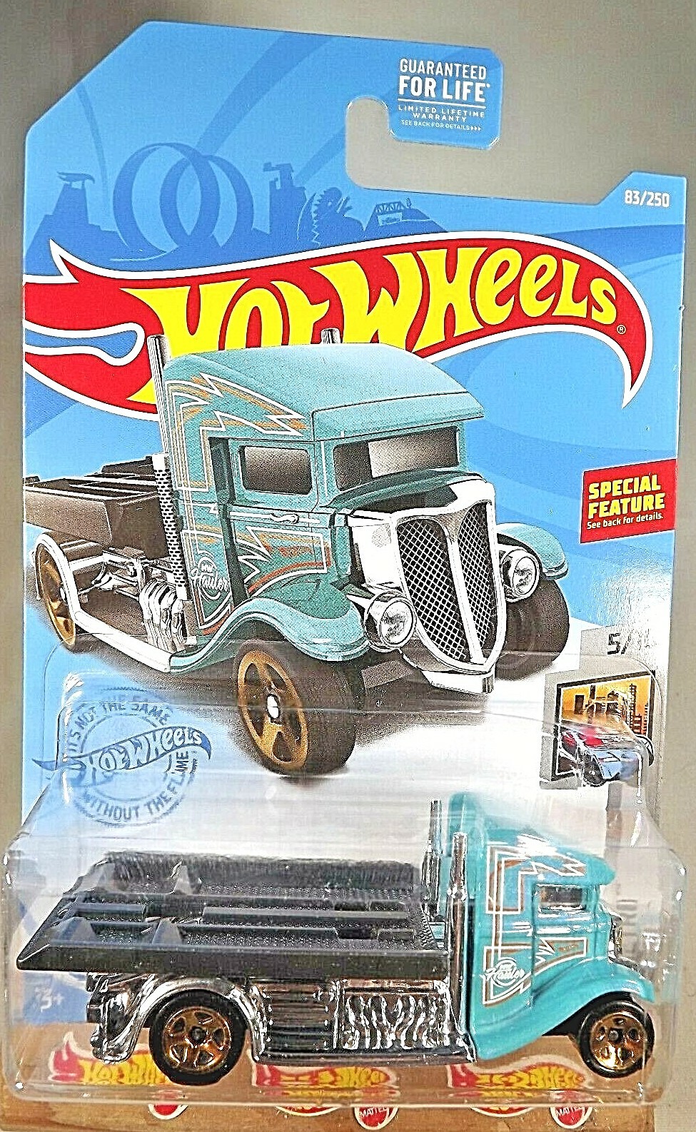 2021 Hot Wheels #83 HW Metro 5/10 FAST-BED HAULER Aqua w/Gold 5 Spoke Wheels