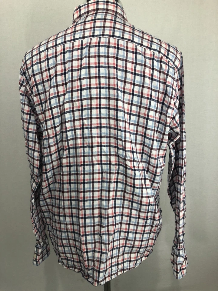 Camisa de vestir TOSCANO para hombre azul blanco rosa a cuadros talla XL Foto 2 de 4