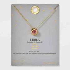 Celeste & Rae 14K Gold Dipped Zodiac Necklace Libra