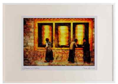 467096 Three Prayer Wheels And Pilgrims Sakya Monastery Tibet A2 Picture Frame