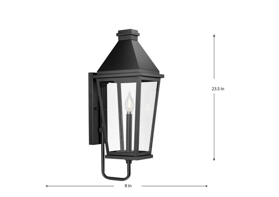 Progress Lighting 1-Light Textured Black Lantern Wall Sconce No Bulbs Included - Image 3 of 4