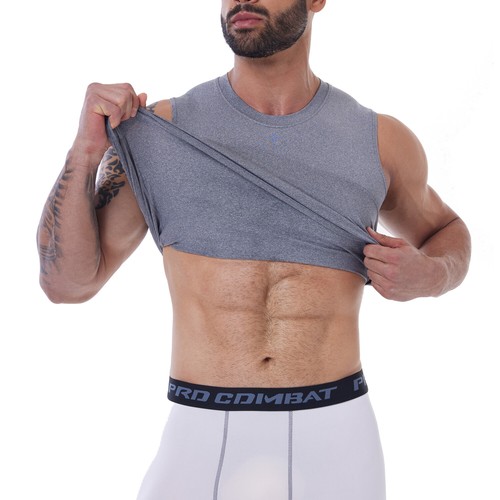 Men Slimming Vest Shirt Belly Control Body Shaper Shapewear Workout Tank Top OBS - Foto 13 di 14