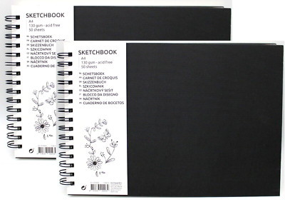 2x Skizzenbuch A4 Sketchbook 50 Blatt im Spiral Block 130g/m² säurefrei Malblock