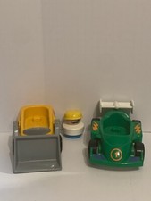Vintage 1990  s FISHER PRICE Little People Bulldozer RaceCar Construction Worker