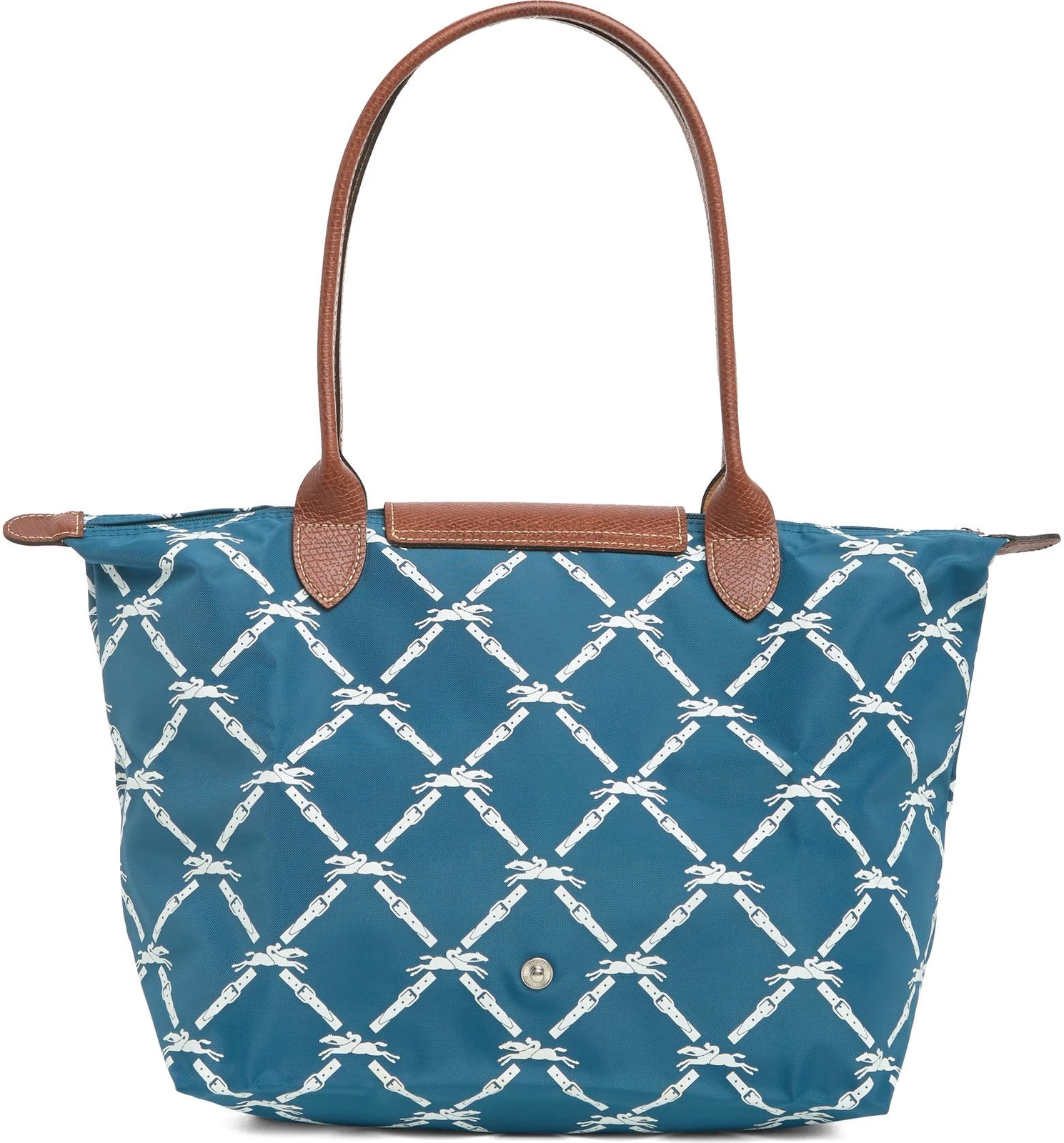 Borsa Longchamp Le Pliage Logo Stampa Cavallo Borsa Media Nylon ~ Nuova con scatola~ Pavone