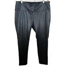 Ruby Ribbon Leggings Size 3XL Faux Leather Black Pull On Flat Front Activewear
