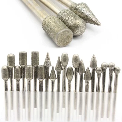 HOBBYPOWER24 20 Stück Diamant Schleifkopf Schleifstift Spitz Kegel Fräser für Dremel Proxxon