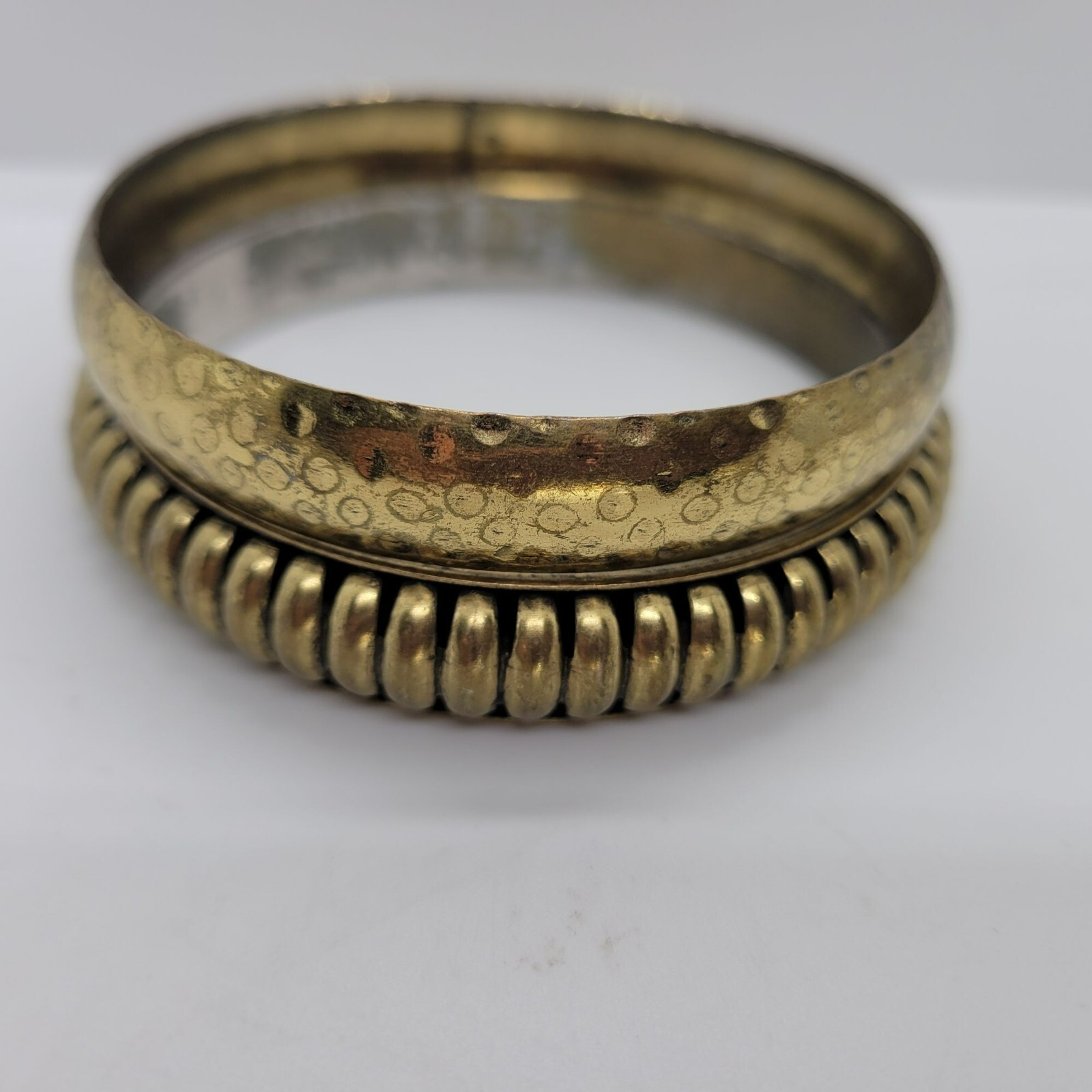 Bracelets (2) Brass Look Stackable 2.5" - image 1