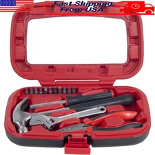 15-Piece Household Tool Kit Essentials Hand Tools Set Durable Carrying Case New