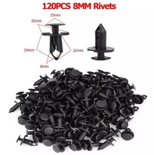 120PCS 8mm Bumper Clips Retainer Auto Car Plastic Rivets Fastener Fender Push