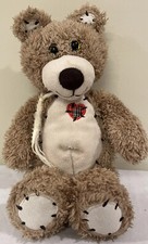 First  Main Tender Teddy Brown Bear Plush Stuffed Animal Red Plaid Heart 12  
