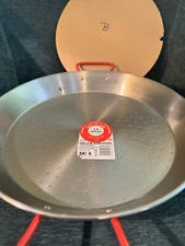 New Garcima Carbon Steel 34cm 18”Paella Pan with Red Handles Serves 6 Spain B