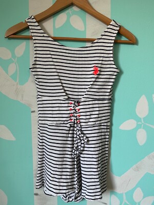 U.S. Polo Assn. Girls Multicolor Striped Sleeveless Romper Size XL (12)
