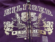 NEW Tommy Hilfiger 85 PURPLE LOGO SZ Small 6-7 HOODED SWEATSHIRT Hoodie JACKET