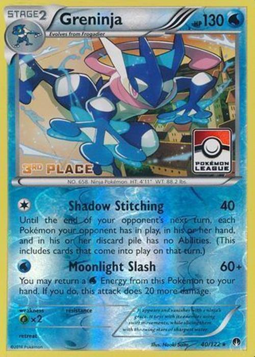 Greninja - 40/122 - Pokemon Breakpoint XY 3rd Place League Rare Card LP
