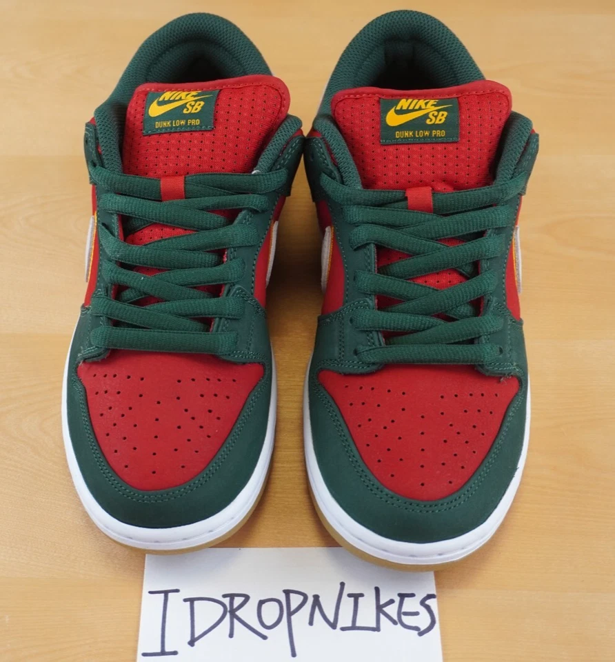 Size 9M/10.5W - Nike SB Dunk Low Pro PRM Seattle Supersonics Fire Red FZ1287-300 - Image 3 of 4