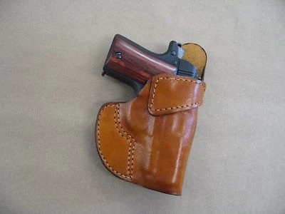 Kimber Micro 9 9mm Leather 1 Slot OWB Belt Concealment Holster CCW - TAN RH