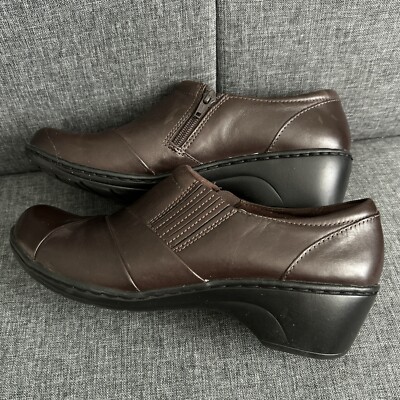 Clarks Womens Slip on Shoes with Zipper Size Brown