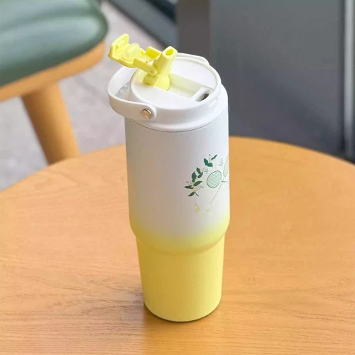 New Starbucks 2024 Summer Badminton 28oz Gradual Yellow Double Drink SS Tumbler - Bild 6 von 6