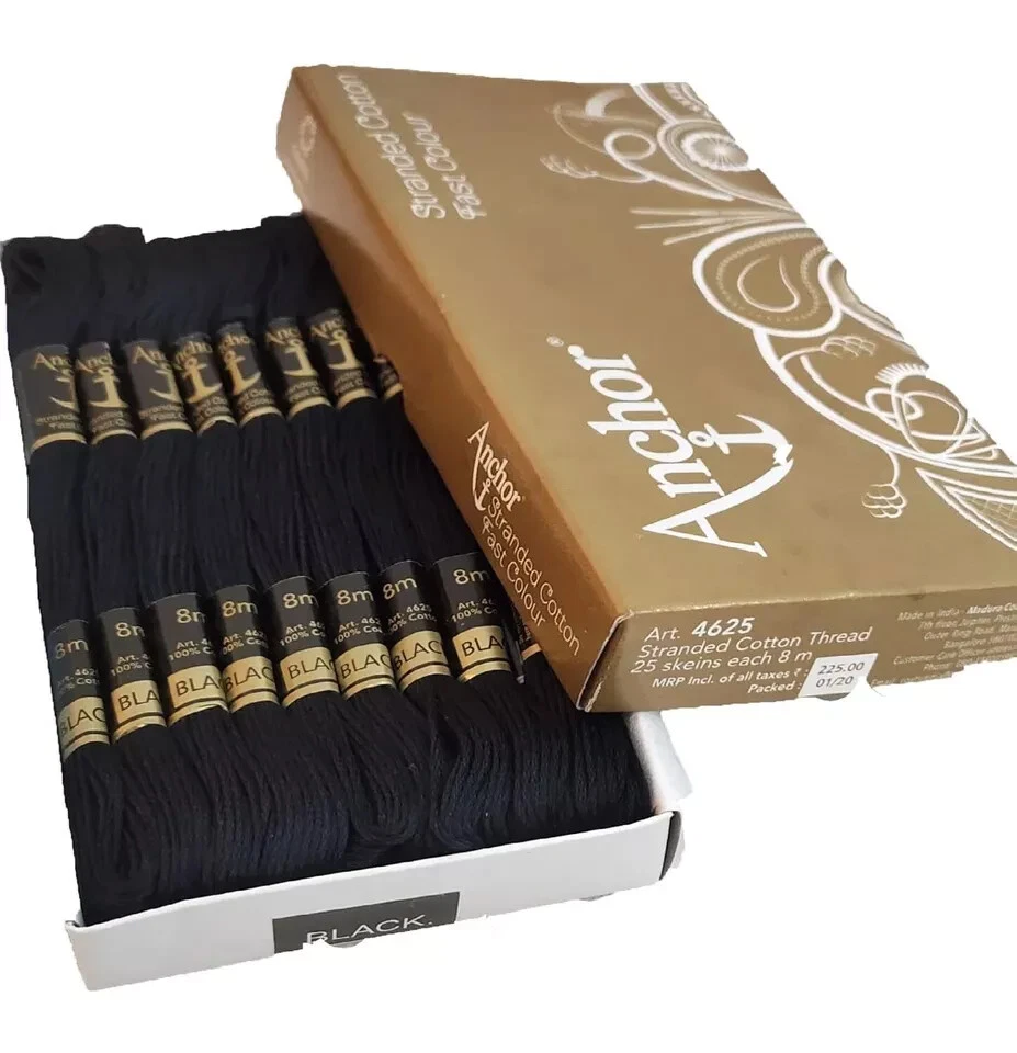 Anchor Stranded Cotton Thread Hand Embroidery Stitch Thread Set of 25 Black - Image 2 of 3