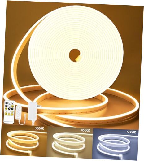 LED Strip Lights Neon Rope Lights with Remote Dimmable 16.4Ft Tunable White-image