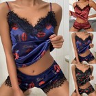 Women Ladies Satin Silk Lace Cami Vest Shorts Lingerie Pyjamas Set Pj Sleepwear