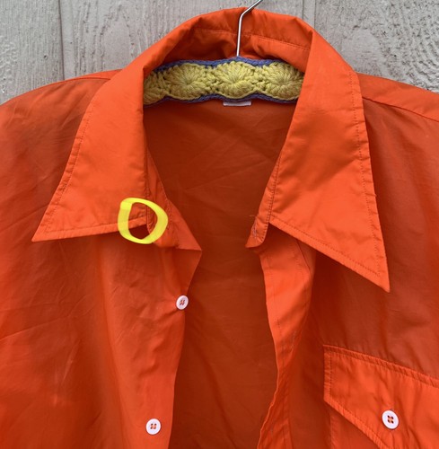 Camisa de nailon vintage SKYR by Scandia Trading Winchester Mass naranja años 70 para hombre XL - Imagen 14 de 24
