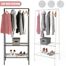 Heavy Duty Metal Clothes Rail Hanging Rack Garment Display Stand Storage Shelf
