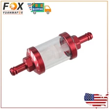 Red Universal 8mm 5/16" Inline Reusable Motorcycle Fuel Filter Gas Washable