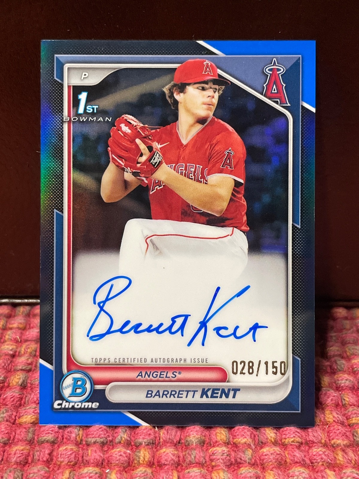 BARRETT KENT 2024 1st Bowman Chrome Auto True Blue Refractor #028/150 LA Angels