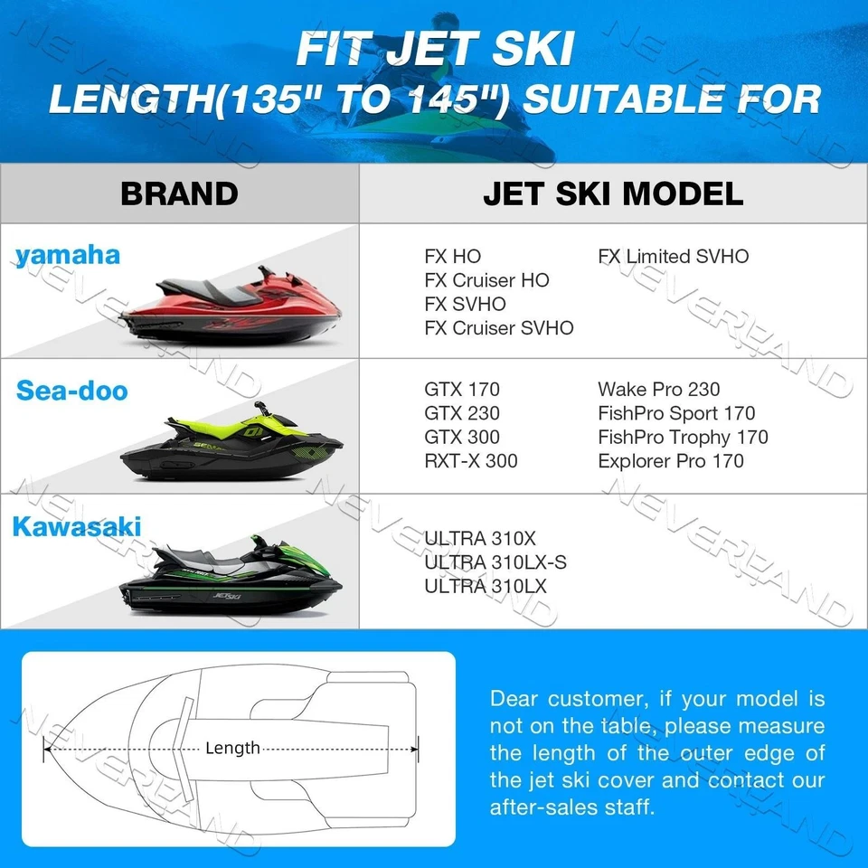 Capa protetora à prova d'água Jet Ski 135-145" compatível com Yamaha WaveRunner FX Cruiser SVHO - Imagem 3 de 4